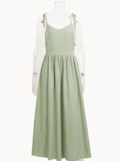 Robe nuisette maxi dos nu 100 % coton pour femme - Robe bohème à bretelles nouées col en V et coupe trapèze - Idéale pour les vacances d'été à la plage 2026