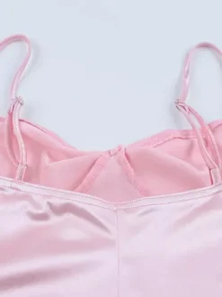 Robe nuisette rose pastel Coquette pour femme - Robe midi à bretelles et n艙ud sur le devant - Tenues pour un rendez-vous romantique au printemps 2026