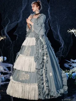 Robe Opéra Costume rétro victorienne rococo en couches volants Costume de Cosplay carnaval