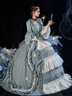 Robe Opéra Costume rétro victorienne rococo en couches volants Costume de Cosplay carnaval