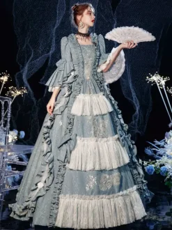 Robe Opéra Costume rétro victorienne rococo en couches volants Costume de Cosplay carnaval