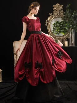 Robe Opéra 18e siècle rétro Robe Victorienne femmes arc robe de bal robe Robe Marie Antoinette Déguisements Halloween Bourgogne