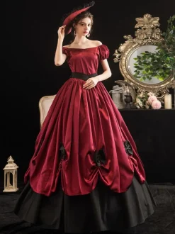 Robe Opéra 18e siècle rétro  Robe Victorienne femmes arc robe de bal robe Robe Marie Antoinette Déguisements Halloween Bourgogne