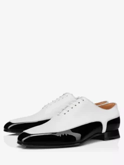 Robe Oxfords pour hommes chaussures en cuir verni blanc et noir pour bal de fin d'année mariage