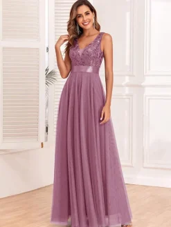 Robe à paillettes sans manches taille empire ligne a robes de bal élégantes