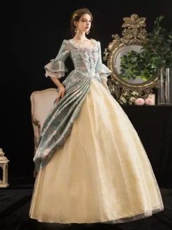 Robe Robe Rococo Rétro  Robe Victorienne Femmes Imprimé Floral Robe Marie Antoinette Costume Mascarade Robe De Bal Robe Déguisements Halloween Carnaval