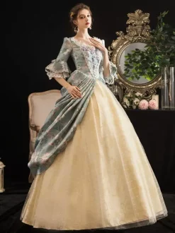 Robe Robe Rococo Rétro  Robe Victorienne Femmes Imprimé Floral Robe Marie Antoinette Costume Mascarade Robe De Bal Robe Déguisements Halloween Carnaval