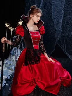 Robe Rococo victorien rétro Opéra Costume robe mascarade semi transparente dentelle coton Cosplay Costume carnaval Bourgogne