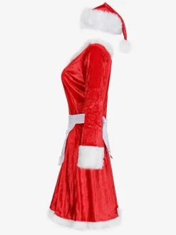 Robe rouge de Noël Déguisement femmes Costumes de vacances de Noël
