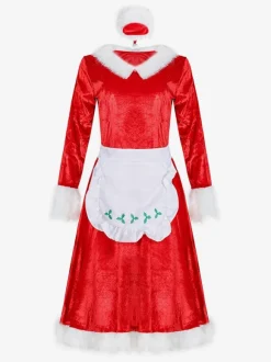 Robe rouge de Noël Déguisement femmes Costumes de vacances de Noël