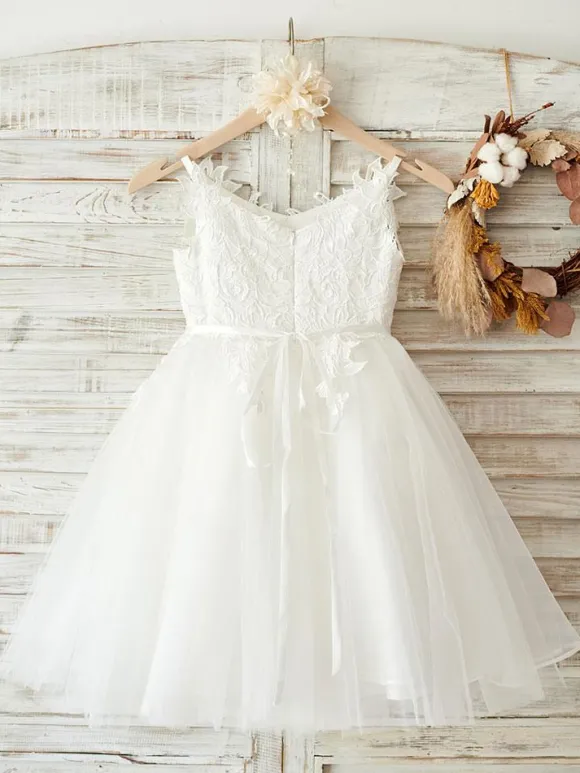Robes cortège enfant en tulle à bretelles robe fille de fleur
