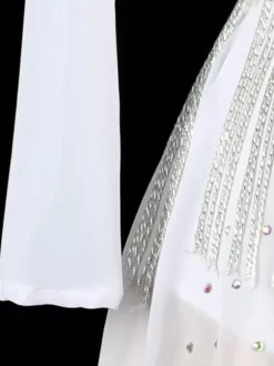 Robes de danse latine blanc femmes frange strass dos nu élégant Lycra Spandex robe vêtements de danse