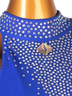 Robes de danse latine Ensemble de femmes bleu royal Lycra Spandex Dress Dancing Wear