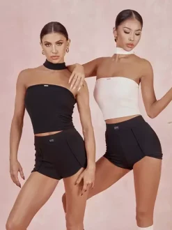 Robes de danse latine noir femmes Sexy haut en Polyester Costume de danse