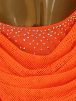 Robes de danse latine Orange femmes Sexy Lycra Spandex robe Costume de danse