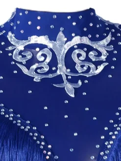 Robes de danse latine Robe en polyester de femmes bleues et robin sexy