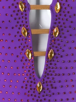 Robes de danse latine violettes pour femmes robe en lycra et spandex vêtements de danse latine à franges sexy