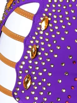 Robes de danse latine violettes pour femmes robe en lycra et spandex vêtements de danse latine à franges sexy