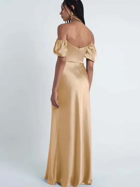 Robes de demoiselle d'honneur gaine longueur au sol fermeture éclair en tissu satiné robes formelles