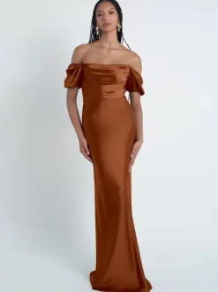 Robes de demoiselle d'honneur gaine longueur au sol fermeture éclair en tissu satiné robes formelles