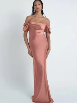 Robes de demoiselle d'honneur gaine longueur au sol fermeture éclair en tissu satiné robes formelles