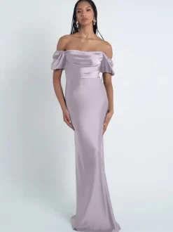 Robes de demoiselle d'honneur gaine longueur au sol fermeture éclair en tissu satiné robes formelles
