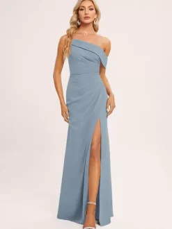 Robes de demoiselle d'honneur trapèze longueur au sol fermeture éclair en mousseline de soie robe de soirée de mariage