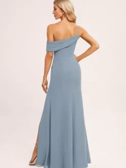 Robes de demoiselle d'honneur trapèze longueur au sol fermeture éclair en mousseline de soie robe de soirée de mariage