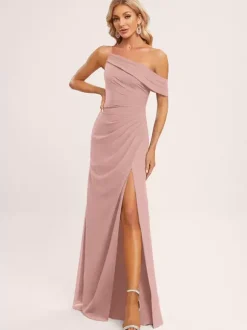 Robes de demoiselle d'honneur trapèze longueur au sol fermeture éclair en mousseline de soie robe de soirée de mariage
