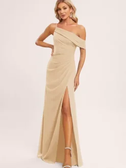 Robes de demoiselle d'honneur trapèze longueur au sol fermeture éclair en mousseline de soie robe de soirée de mariage
