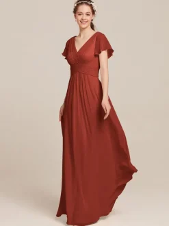 Robes de demoiselle d'honneur en mousseline de soie ligne A longueur au sol robes formelles
