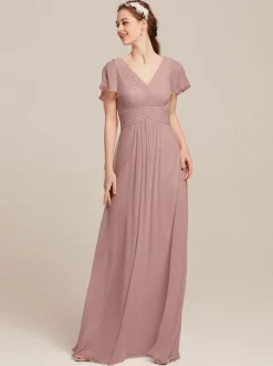 Robes de demoiselle d'honneur en mousseline de soie ligne A longueur au sol robes formelles