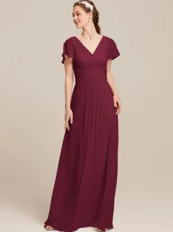 Robes de demoiselle d'honneur en mousseline de soie ligne A longueur au sol robes formelles