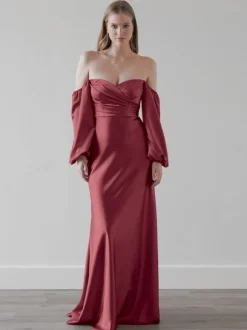 Robes de demoiselle d'honneur robe de soirée de mariage longueur au sol fermeture éclair