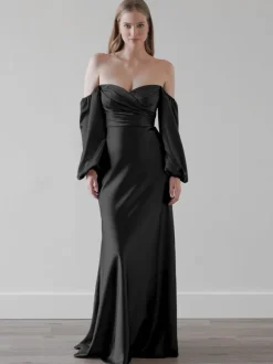 Robes de demoiselle d'honneur robe de soirée de mariage longueur au sol fermeture éclair