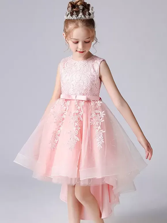 Robes de demoiselle d'honneur de mariage Robes d'occasion spéciale Dentelle rose pâle sans manches