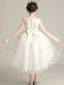 Robes de demoiselle d'honneur de mariage Robes d'occasion spéciale Dentelle rose pâle sans manches