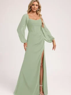Robes de demoiselle d'honneur en mousseline de soie robe de bal longueur au sol robe de bal