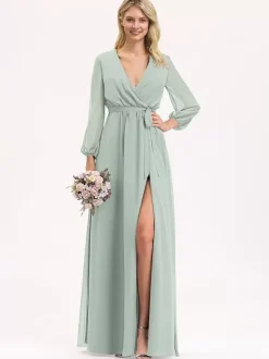 Robes de demoiselle d'honneur en mousseline de soie robe de bal longueur au sol robe de bal