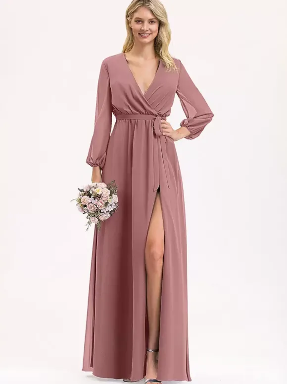 Robes de demoiselle d'honneur en mousseline de soie robe de bal longueur au sol robe de bal