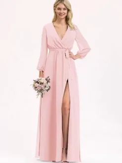 Robes de demoiselle d'honneur en mousseline de soie robe de bal longueur au sol robe de bal