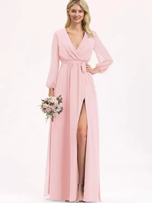 Robes de demoiselle d'honneur en mousseline de soie robe de bal longueur au sol robe de bal