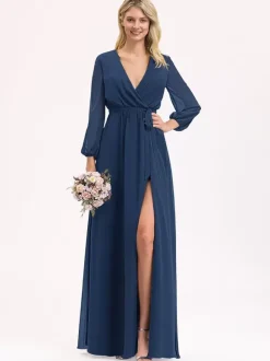 Robes de demoiselle d'honneur en mousseline de soie robe de bal longueur au sol robe de bal