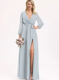Robes de demoiselle d'honneur en mousseline de soie robe de bal longueur au sol robe de bal
