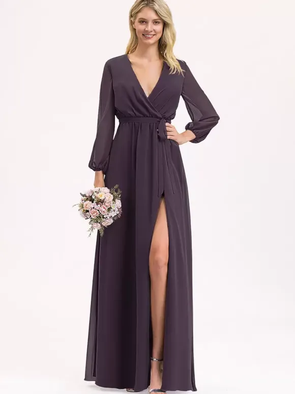 Robes de demoiselle d'honneur en mousseline de soie robe de bal longueur au sol robe de bal