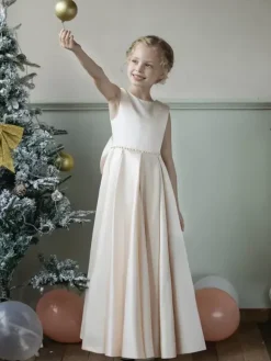 Robes de demoiselle d'honneur de mariage robes d'occasion spéciale bleu gris n艙uds sans manches