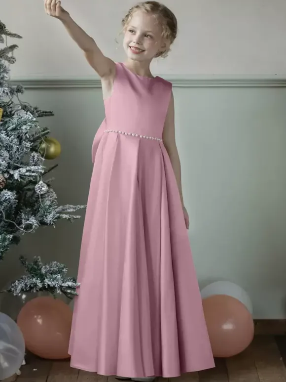 Robes de demoiselle d'honneur de mariage robes d'occasion spéciale bleu gris n艙uds sans manches