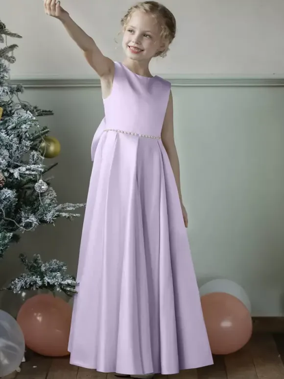 Robes de demoiselle d'honneur de mariage robes d'occasion spéciale bleu gris n艙uds sans manches
