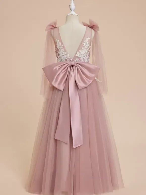 Robes de demoiselle d'honneur de mariage robes d'occasion spéciale n艙uds roses sans manches