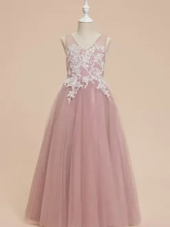 Robes de demoiselle d'honneur de mariage robes d'occasion spéciale n艙uds roses sans manches
